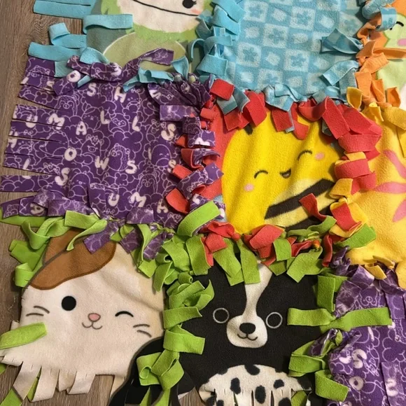 Squishmallows Colorful Hand tied Patchwork Blanket - Picture 2 of 5